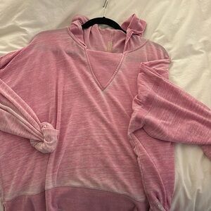 Free people movement pink hoodie